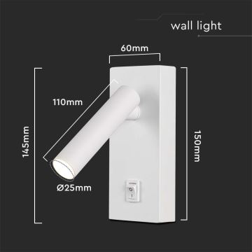 LED Wall spotlight with switch LED/2W/230V 3000K white