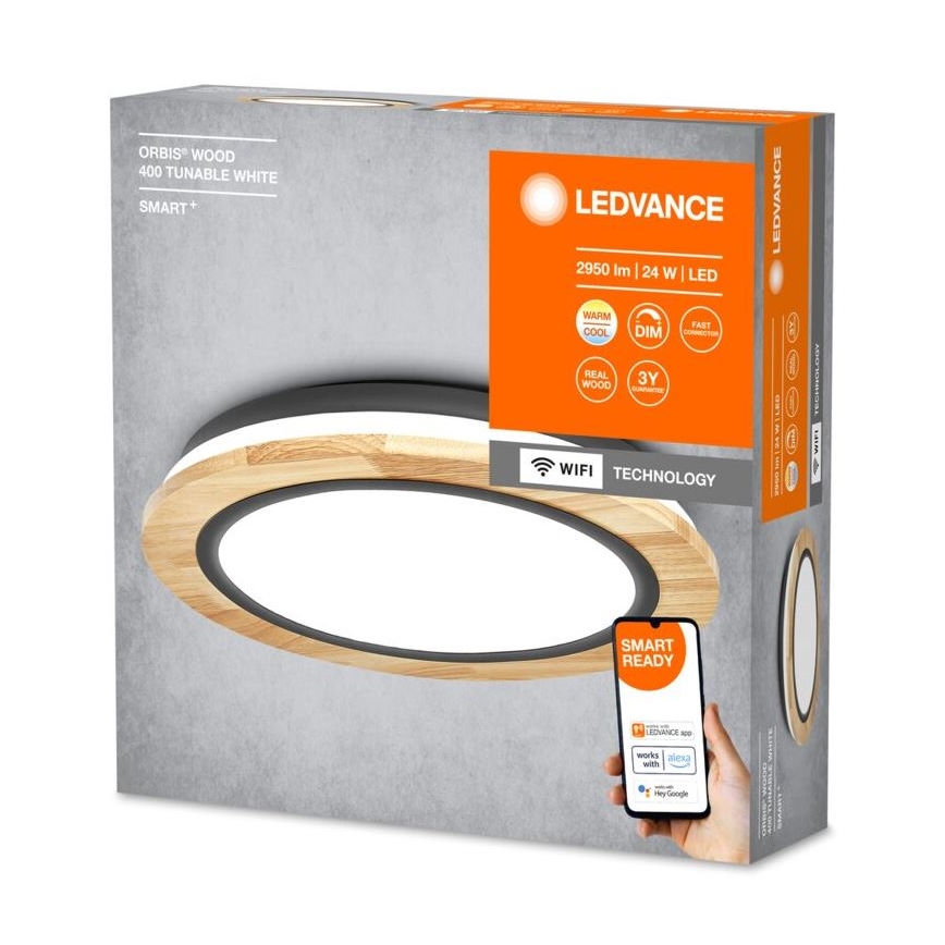 Ledvance - LED Dimmable ceiling light SMART+ ORBIS WOOD LED/24W/230V 2700-6500K oak Wi-Fi