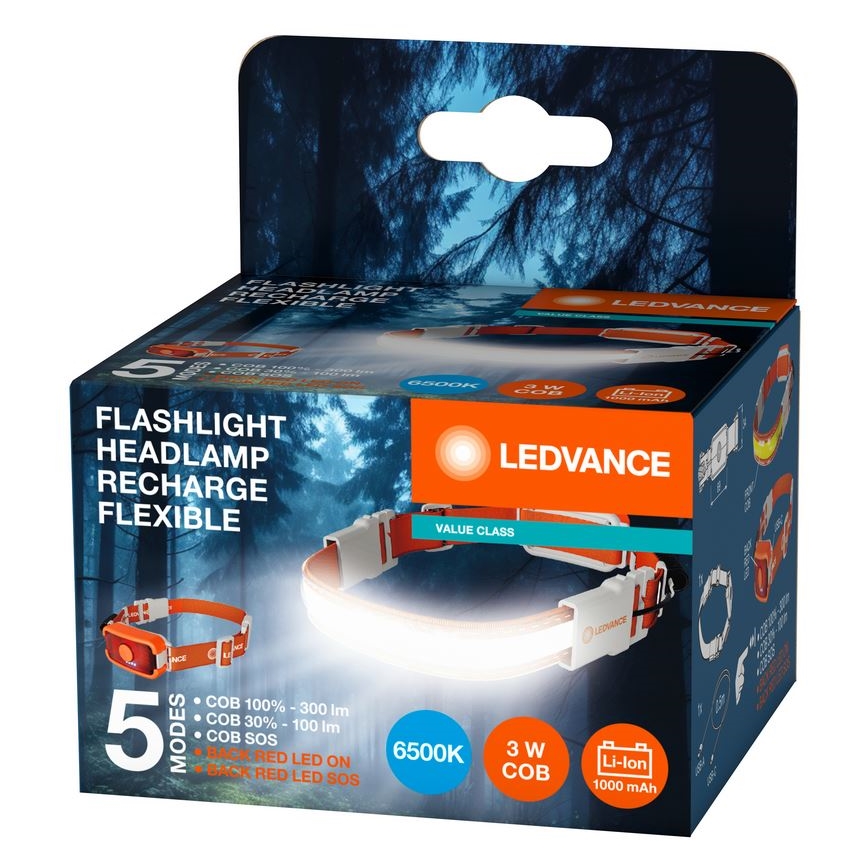 Ledvance - LED Rechargeable headlamp FLASHLIGHT LED/3W/5V 1000mAh