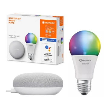 Ledvance - Smart speaker Google Nest Mini + LED RGBW Dimmable bulb SMART+ A60 E27/60W/230V 2000 - 6500K