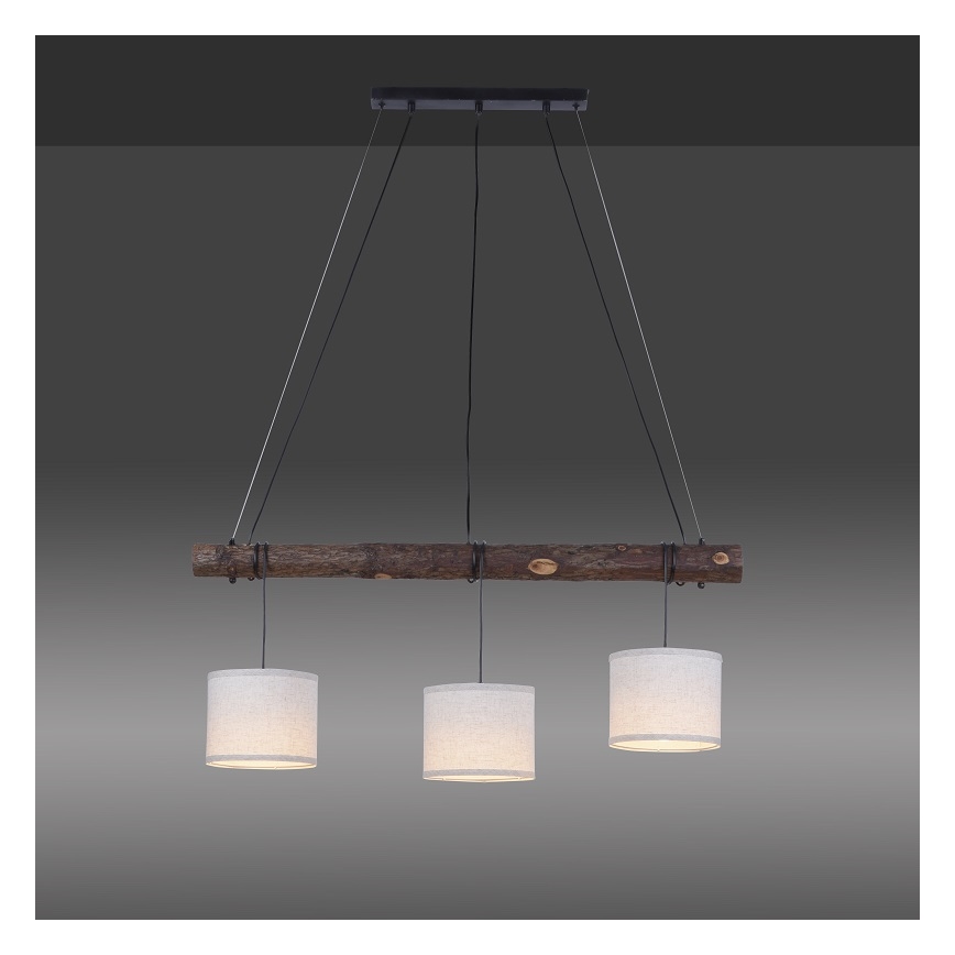 Leuchten Direkt 11238-79 - Chandelier on a string BARK 3xE27/40W/230V wood