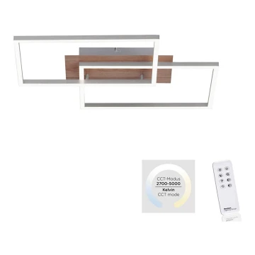 Leuchten Direkt 14018-78 - LED Dimmable ceiling light IVEN 2xLED/15W/230V oak + remote control
