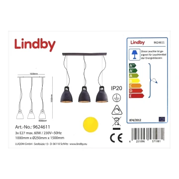 Lindby - Chandelier on a string IBU 3xE27/60W/230V