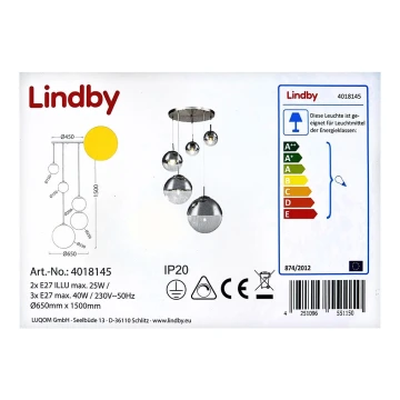 Lindby - Chandelier on a string RAVENA 3xE27/40W/230V + 2xE27/25W/230V
