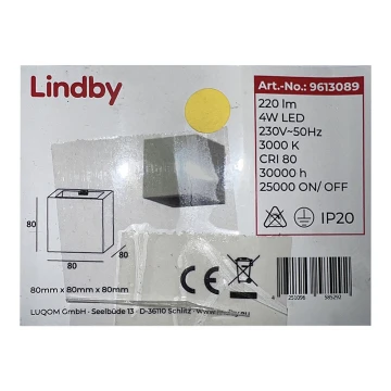 Lindby - LED Wall light QUASO LED/4W/230V