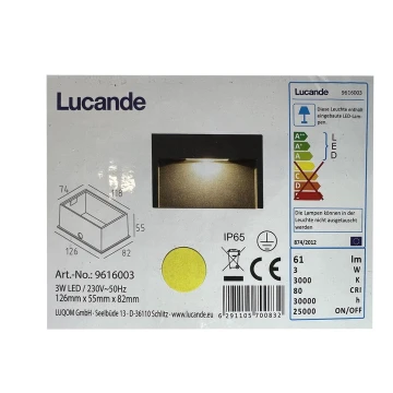 Lucande - LED Outdoor built-in light MITJA LED/3W/230V IP65