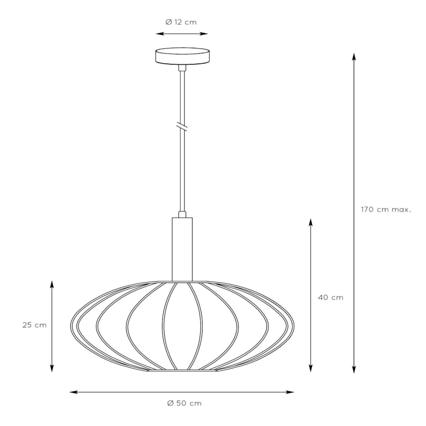 Lucide 03447/52/38 - Chandelier on a string CORINA 1xE27/40W/230V d. 50 cm creamy