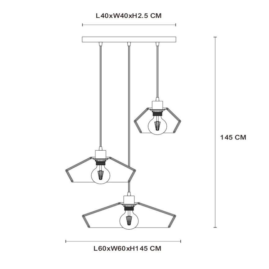 Lucide 10413/03/72 - Chandelier on a string YUNKAI 3xE27/60W/230V brown