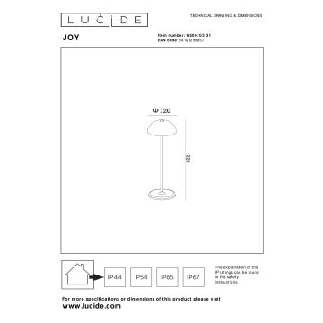 Lucide 15500/02/31 - LED Dimmable touch outdoor lamp JOY LED/1,5W/4V IP54 white