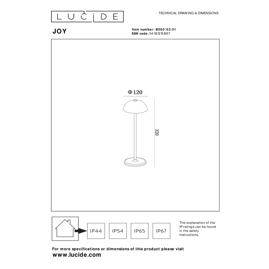 Lucide 15500/02/31 - LED Dimmable touch outdoor lamp JOY LED/1,5W/4V IP54 white