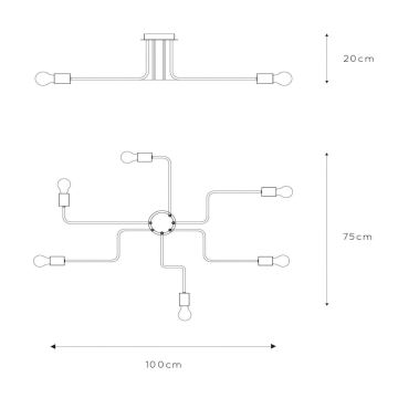 Lucide 21112/06/30 - Surface-mounted chandelier LESTER 6xE27/40W/230V black