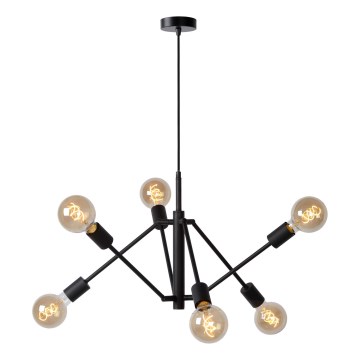 Lucide 21424/06/30 - Chandelier on a string LESTER 6xE27/40W/230V black