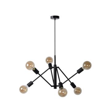 Lucide 21424/06/30 - Chandelier on a string LESTER 6xE27/40W/230V black