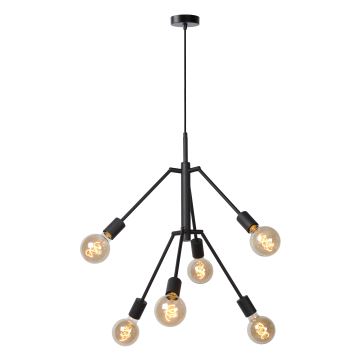 Lucide 21424/06/30 - Chandelier on a string LESTER 6xE27/40W/230V black