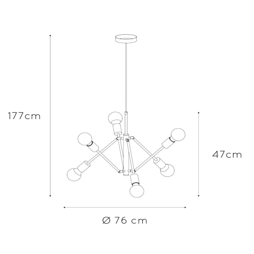 Lucide 21424/06/30 - Chandelier on a string LESTER 6xE27/40W/230V black