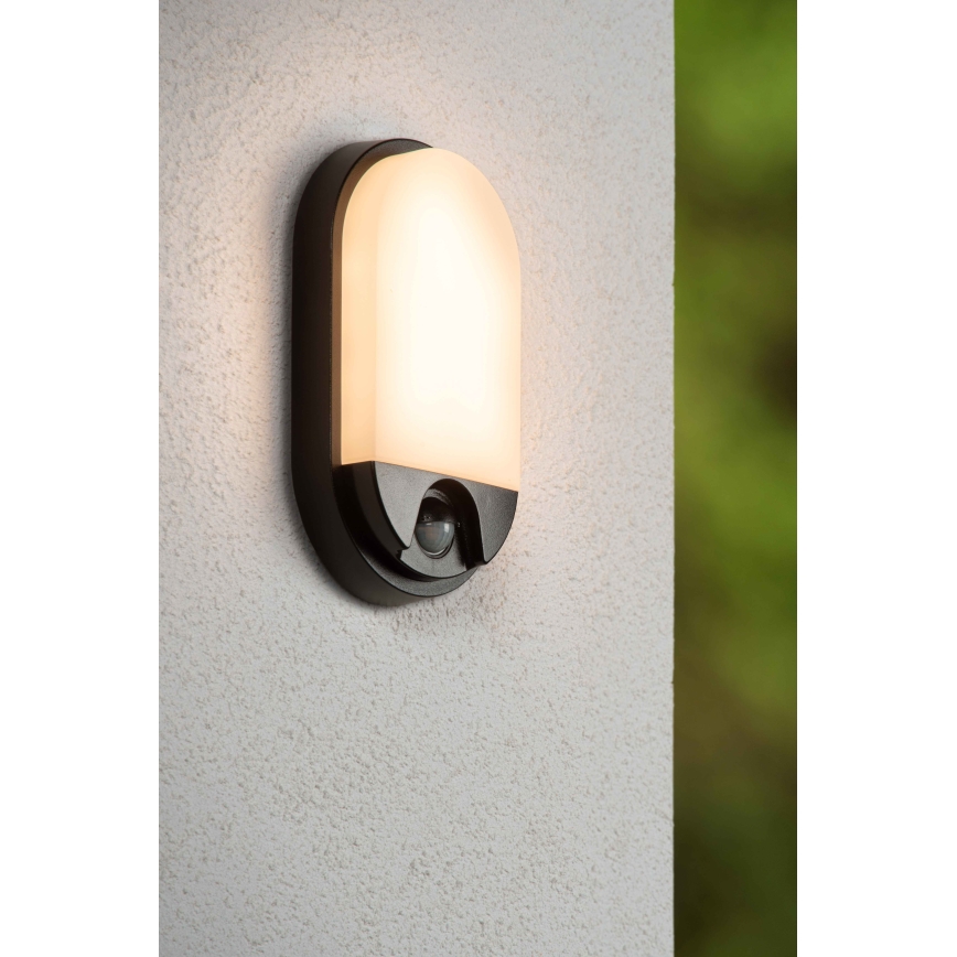 Lucide 22864/10/30 - LED Outdoor wall light with a sensor HUPS LED/10W/230V IP54 black