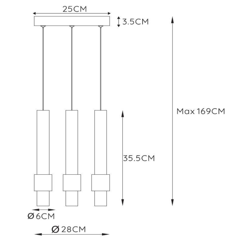 Lucide 24402/15/30 - LED Dimmable chandelier on a string MARGARY 3xLED/4W/230V black