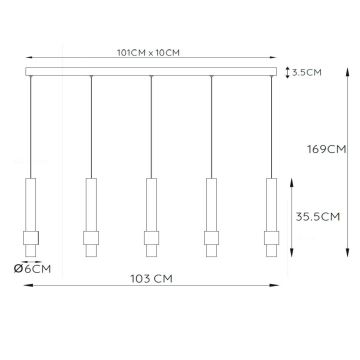 Lucide 24402/30/30 - LED Dimmable chandelier on a string MARGARY 5xLED/4,2W/230V black