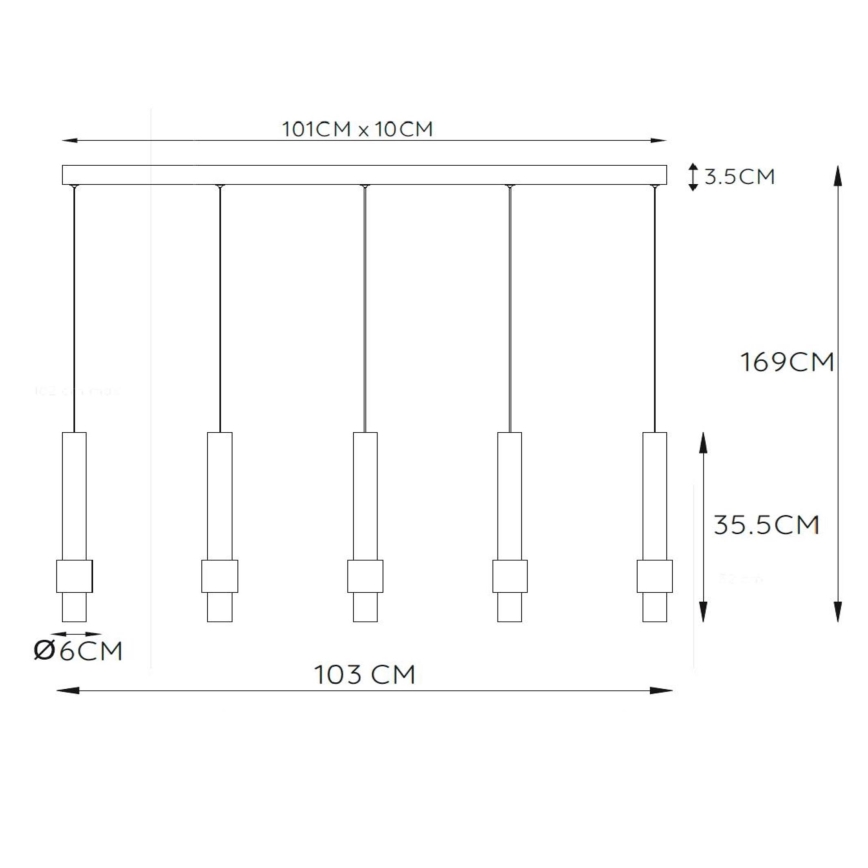 Lucide 24402/30/30 - LED Dimmable chandelier on a string MARGARY 5xLED/4,2W/230V black