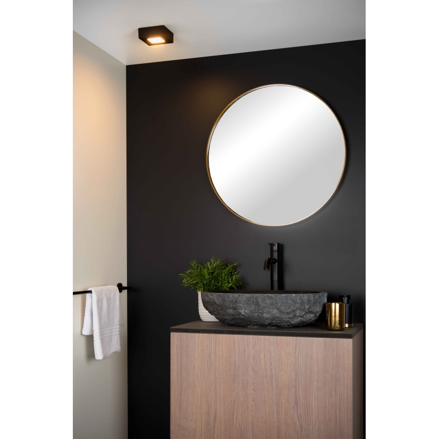 Lucide 28117/11/30 - LED Dimmable bathroom ceiling light BRICE LED/8W/230V 10,8x10,8 cm IP44 black