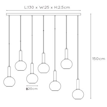 Lucide 45402/07/30 - Chandelier on a string MARIUS 7xE27/40W/230V black