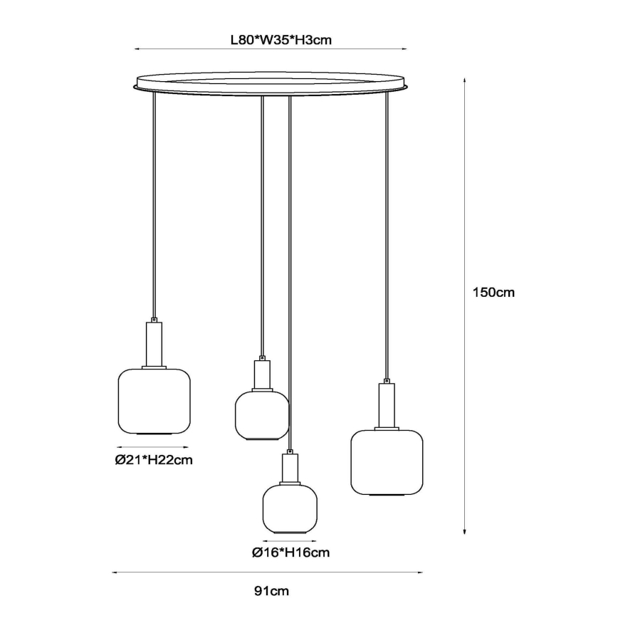 Lucide 45405/04/30 - Chandelier on a string ELOISE 4xE27/40W/230V black