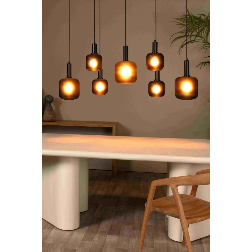 Lucide 45405/07/30 - Chandelier on a string ELOISE 7xE27/40W/230V black