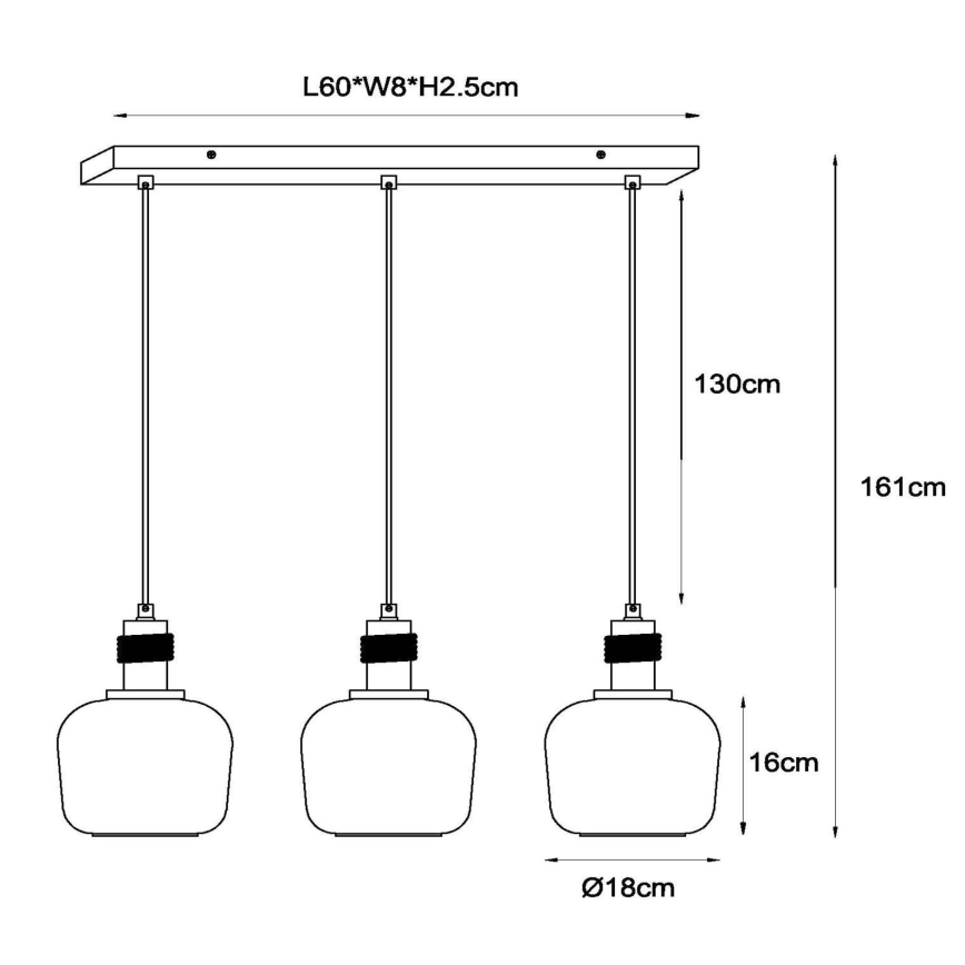 Lucide 45408/03/62 - Chandelier on a string ILONA 3xE27/40W/230V black/beige