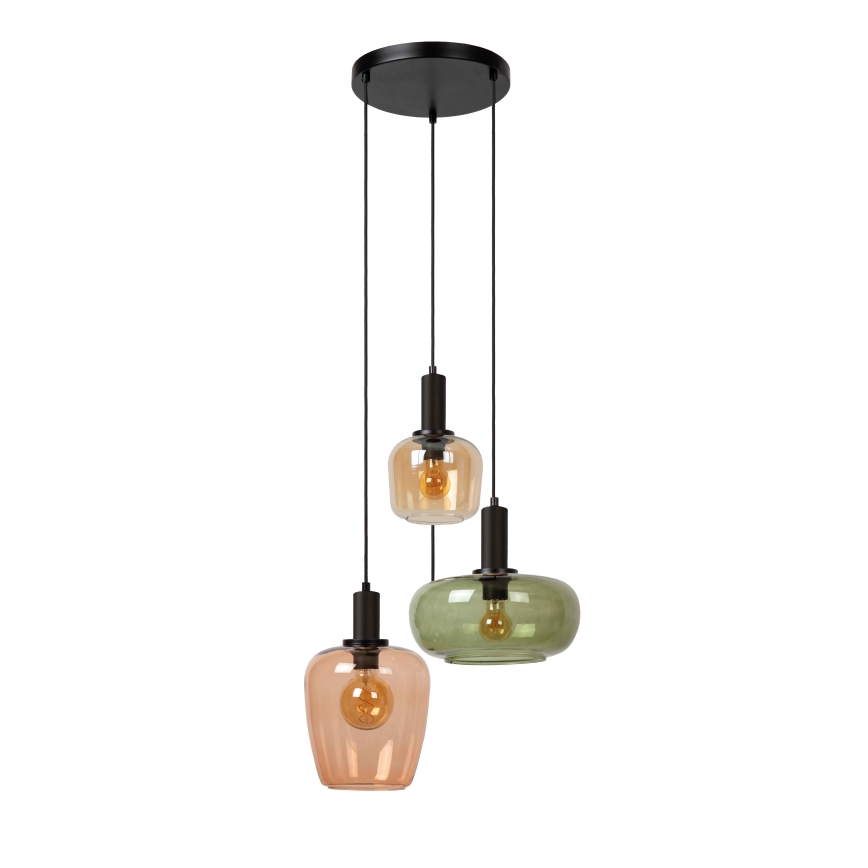 Lucide 45408/13/99 - Chandelier on a string ILONA 3xE27/40W/230V black/beige