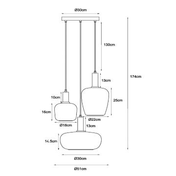 Lucide 45408/13/99 - Chandelier on a string ILONA 3xE27/40W/230V black/beige