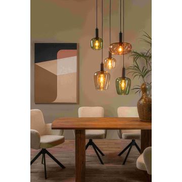 Lucide 45408/15/99 - Chandelier on a string ILONA 5xE27/40W/230V black/beige