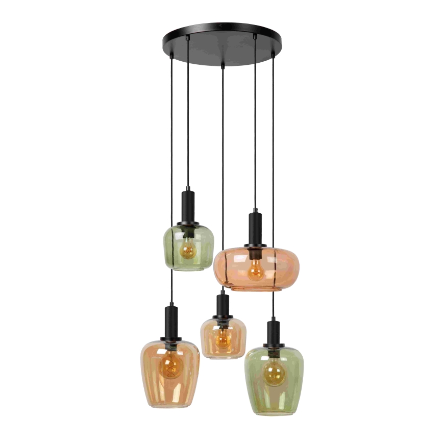 Lucide 45408/15/99 - Chandelier on a string ILONA 5xE27/40W/230V black/beige