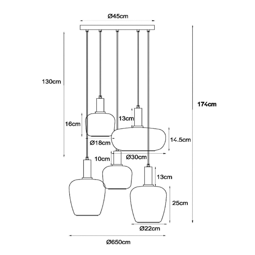 Lucide 45408/15/99 - Chandelier on a string ILONA 5xE27/40W/230V black/beige