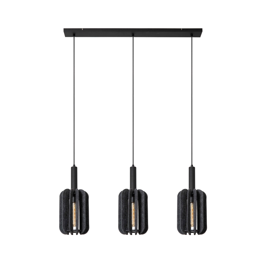 Lucide 45492/03/36 - Chandelier on a string RAFAL 3xE27/40W/230V black/grey