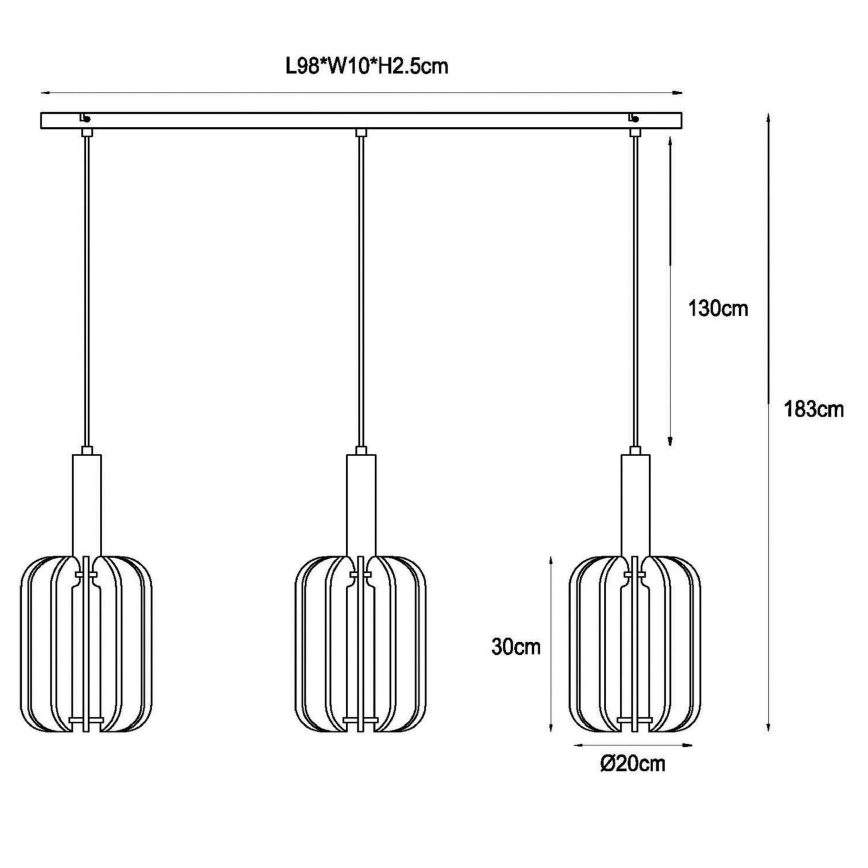 Lucide 45492/03/36 - Chandelier on a string RAFAL 3xE27/40W/230V black/grey