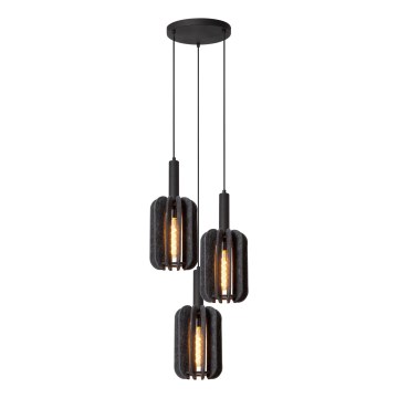 Lucide 45492/13/36 - Chandelier on a string RAFAL 3xE27/40W/230V black/grey