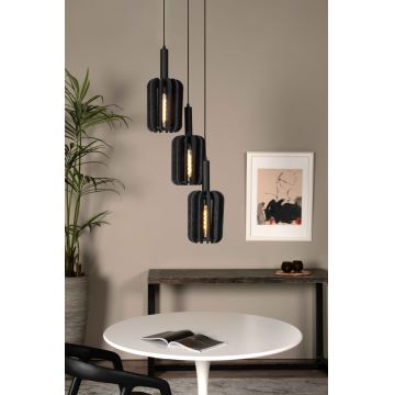 Lucide 45492/13/36 - Chandelier on a string RAFAL 3xE27/40W/230V black/grey