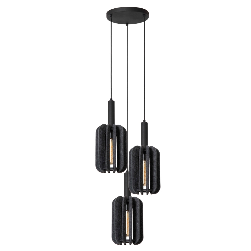 Lucide 45492/13/36 - Chandelier on a string RAFAL 3xE27/40W/230V black/grey