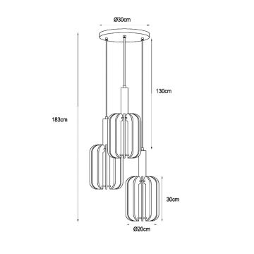 Lucide 45492/13/36 - Chandelier on a string RAFAL 3xE27/40W/230V black/grey