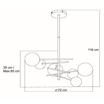 Lucide 46417/06/10 - LED Chandelier on a pole ALARA 6xG4/1,5W/230V gold