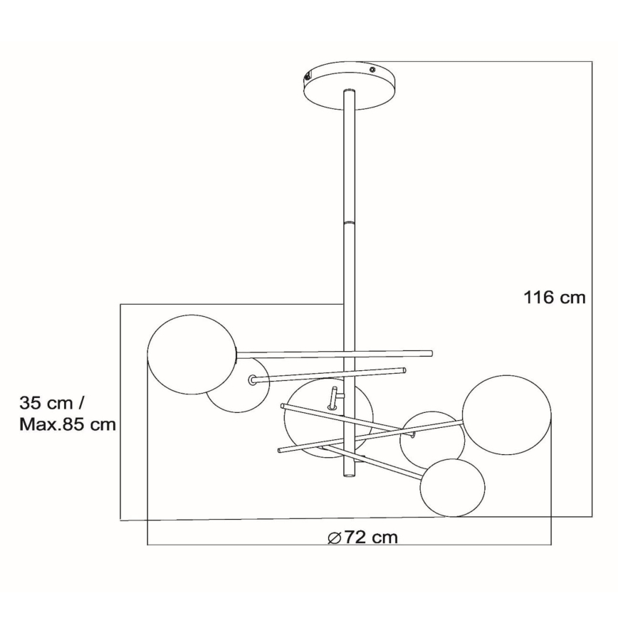 Lucide 46417/06/10 - LED Chandelier on a pole ALARA 6xG4/1,5W/230V gold