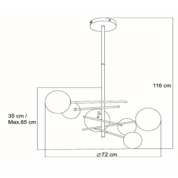 Lucide 46417/06/30 - LED Chandelier on a pole ALARA 6xG4/1,5W/230V black