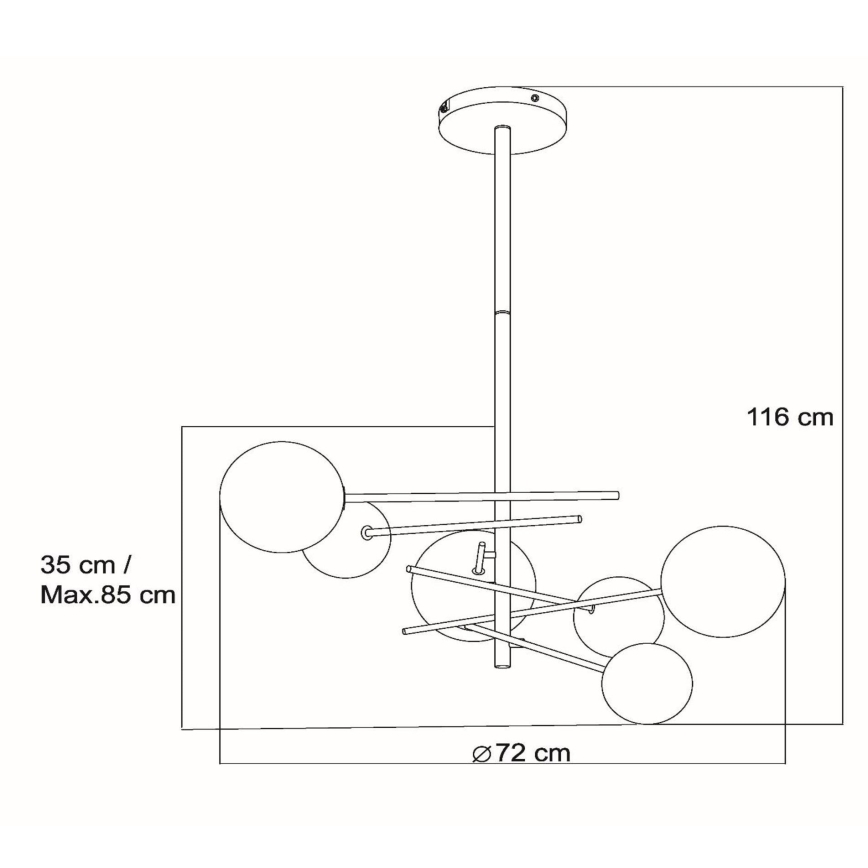 Lucide 46417/06/30 - LED Chandelier on a pole ALARA 6xG4/1,5W/230V black