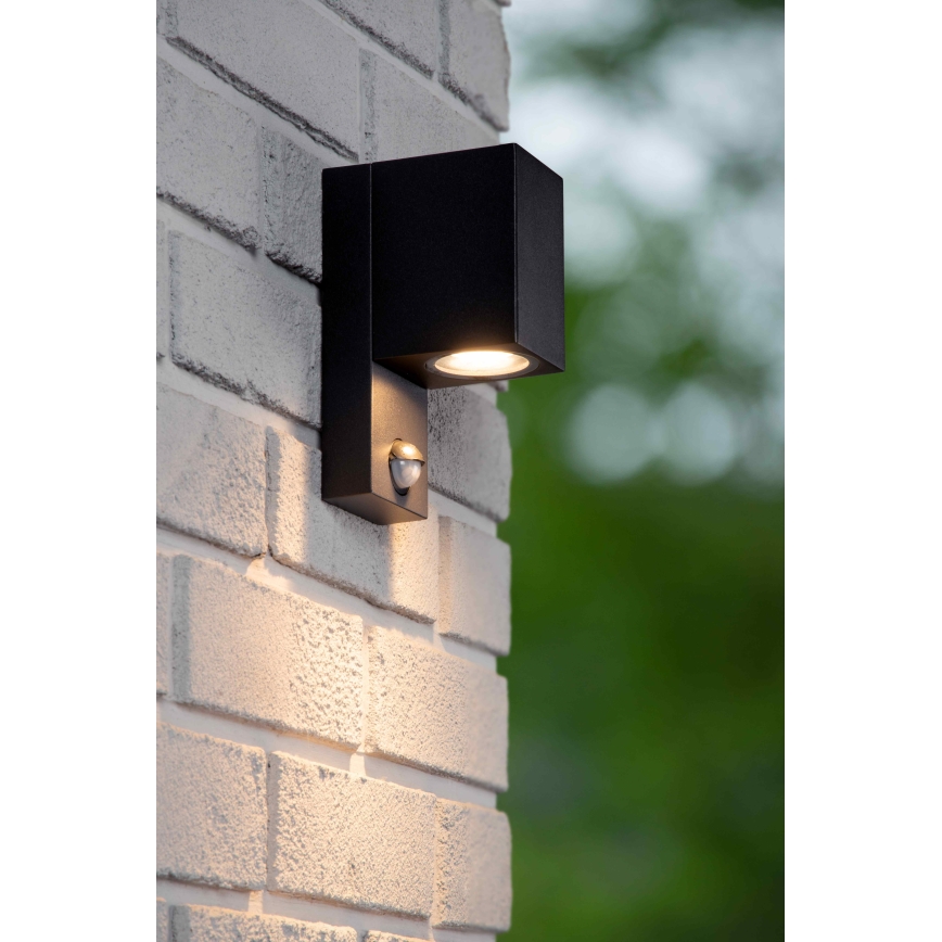 Lucide 69802/01/30 - Outdoor light with sensor ZARO 1xGU10/7W/230V IP65 black