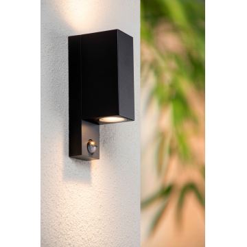 Lucide 69802/02/30 - Outdoor light with sensor ZARO 2xGU10/7W/230V IP65 black