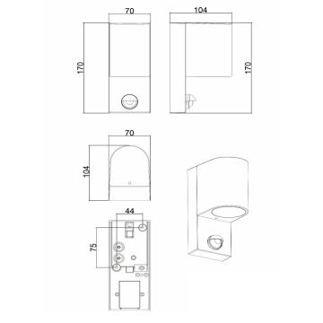 Lucide 69803/01/30 - Outdoor light with sensor ZARO 1xGU10/7W/230V IP65 black