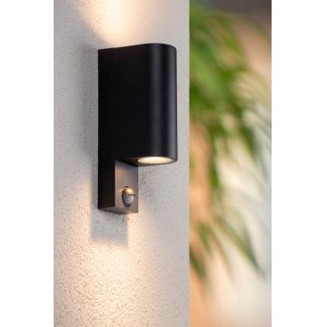 Lucide 69803/02/30 - Outdoor light with sensor ZARO 2xGU10/7W/230V IP65 black