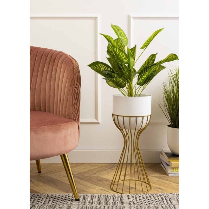 Metal flowerpot LOFT 46x20 cm gold/white