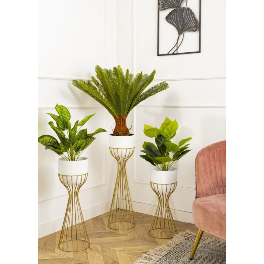 Metal flowerpot LOFT 46x20 cm gold/white