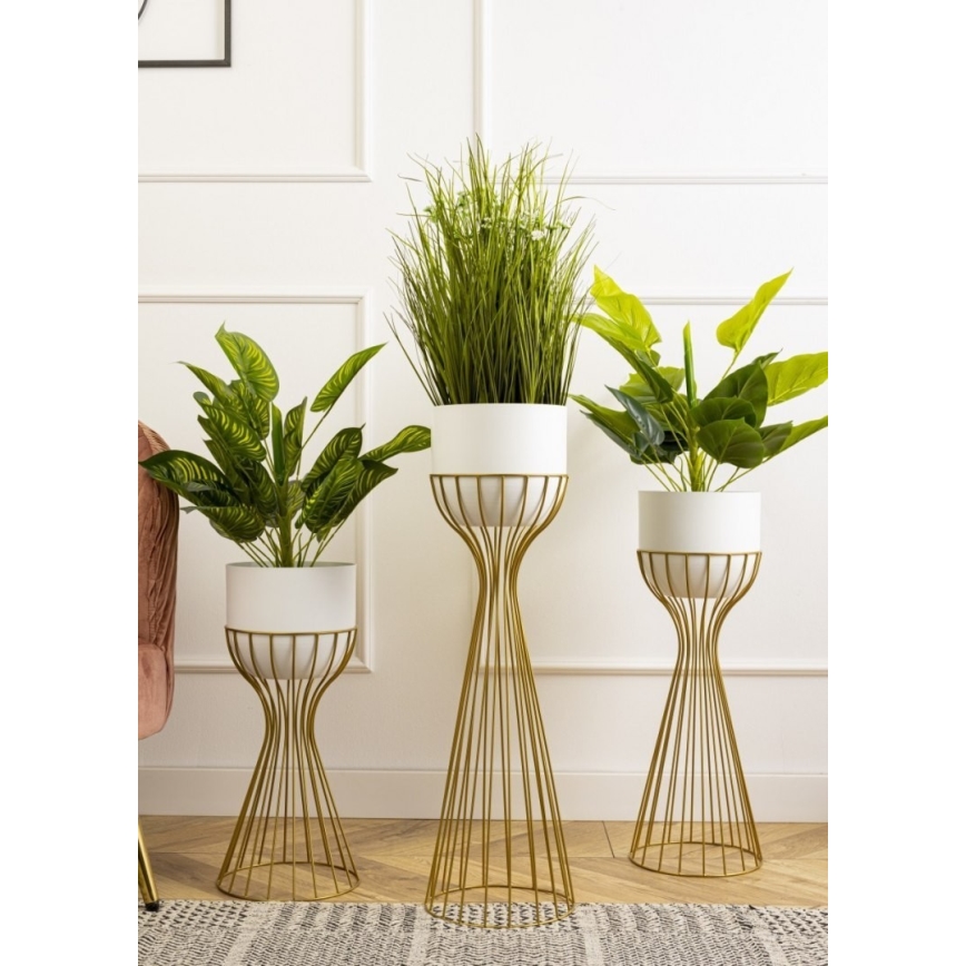 Metal flowerpot LOFT 46x20 cm gold/white